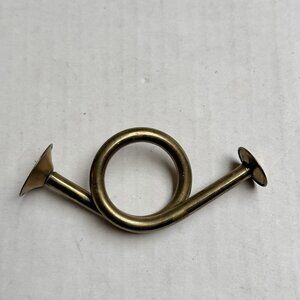 Vintage Brass French Horn Christmas Holiday Tree Ornament 4in Long Napkin Holder